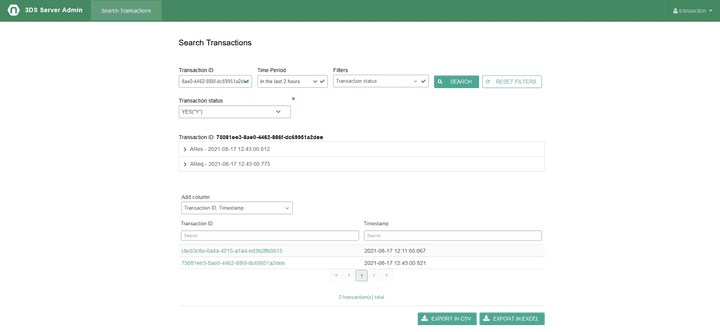 Search Transactions - Transaction ID