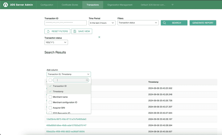 Admin Search Transactions Period