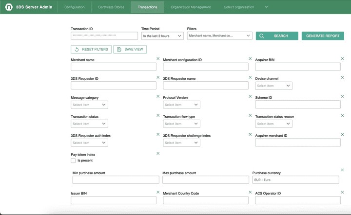 Admin Search Transactions