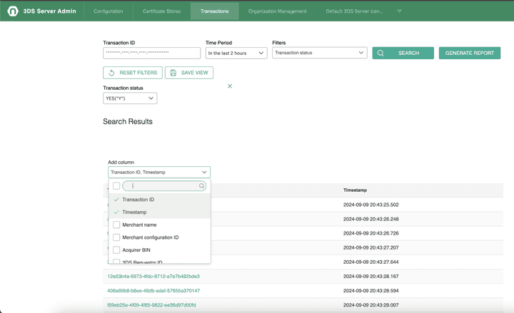 Admin Search Transactions Period