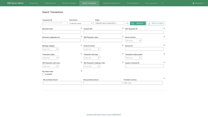 Admin Search Transactions